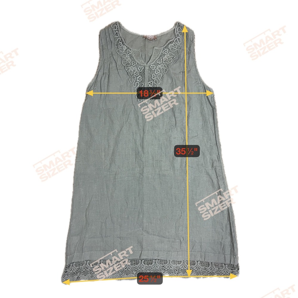 Carla Conti Linen‎ Lace Trim Sleeveless Dress M - Picture 4 of 6